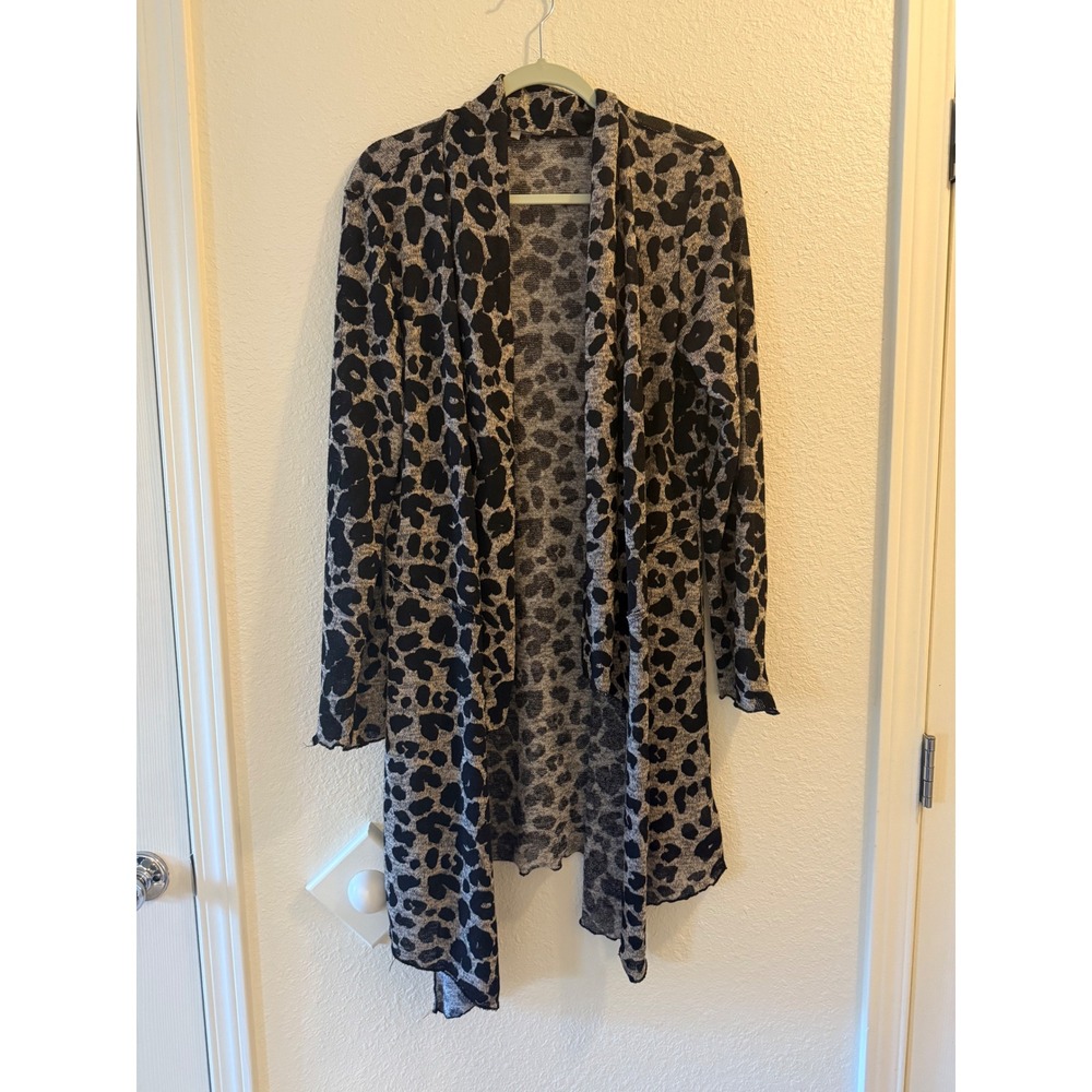 Maurice's Leopard Print Duster Cardigan Lightweight Long Sleeve - Women's Large